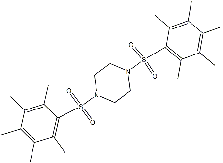 1,4-di[(2,3,4,5,6-pentamethylphenyl)sulfonyl]piperazine 化学構造式