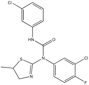 N-(3-chloro-4-fluorophenyl)-N'-(3-chlorophenyl)-N-(5-methyl-4,5-dihydro-1,3-thiazol-2-yl)urea,,结构式