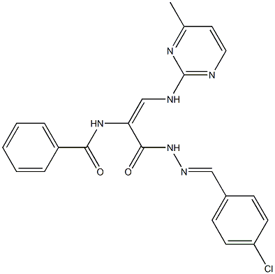 N-{1-({2-[(4-chlorophenyl)methylene]hydrazino}carbonyl)-2-[(4-methyl-2-pyrimidinyl)amino]vinyl}benzenecarboxamide Struktur