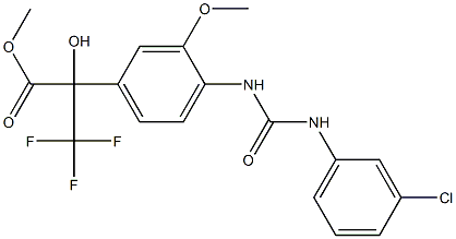 methyl 2-(4-{[(3-chloroanilino)carbonyl]amino}-3-methoxyphenyl)-3,3,3-trifluoro-2-hydroxypropanoate 化学構造式