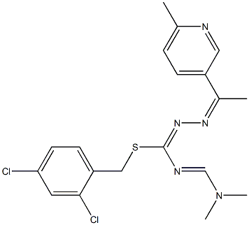 2,4-dichlorobenzyl N-[1-(6-methyl-3-pyridyl)ethylidene]-{[(dimethylamino)methylidene]amino}methanehydrazonothioate,,结构式