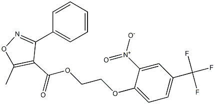 2-[2-nitro-4-(trifluoromethyl)phenoxy]ethyl 5-methyl-3-phenylisoxazole-4-carboxylate Struktur