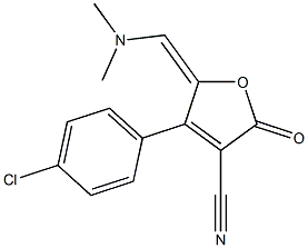 4-(4-chlorophenyl)-5-[(E)-(dimethylamino)methylidene]-2-oxo-2,5-dihydro-3-furancarbonitrile,,结构式