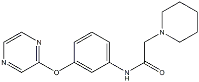 2-piperidino-N-[3-(2-pyrazinyloxy)phenyl]acetamide 化学構造式