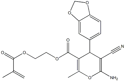 2-(methacryloyloxy)ethyl 6-amino-4-(1,3-benzodioxol-5-yl)-5-cyano-2-methyl-4H-pyran-3-carboxylate Structure