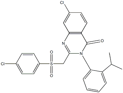 7-chloro-2-{[(4-chlorophenyl)sulfonyl]methyl}-3-(2-isopropylphenyl)-4(3H)-quinazolinone,,结构式