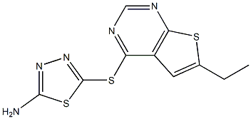 5-[(6-ethylthieno[2,3-d]pyrimidin-4-yl)thio]-1,3,4-thiadiazol-2-amine Struktur