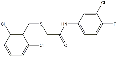 N1-(3-chloro-4-fluorophenyl)-2-[(2,6-dichlorobenzyl)thio]acetamide 化学構造式