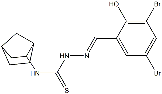 N1-bicyclo[2.2.1]hept-2-yl-2-(3,5-dibromo-2-hydroxybenzylidene)hydrazine-1- carbothioamide Structure