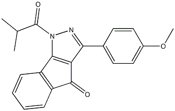 1-isobutyryl-3-(4-methoxyphenyl)indeno[1,2-c]pyrazol-4(1H)-one 化学構造式