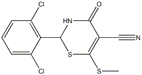 2-(2,6-dichlorophenyl)-6-(methylthio)-4-oxo-3,4-dihydro-2H-1,3-thiazine-5-carbonitrile Struktur