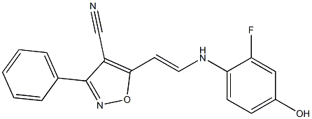 5-[2-(2-fluoro-4-hydroxyanilino)vinyl]-3-phenyl-4-isoxazolecarbonitrile Structure