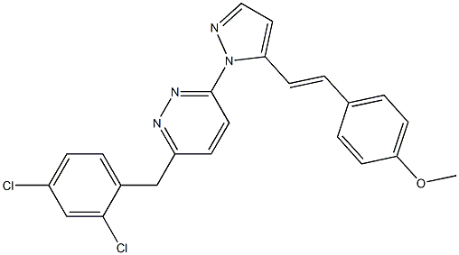 4-(2-{1-[6-(2,4-dichlorobenzyl)-3-pyridazinyl]-1H-pyrazol-5-yl}vinyl)phenyl methyl ether,,结构式
