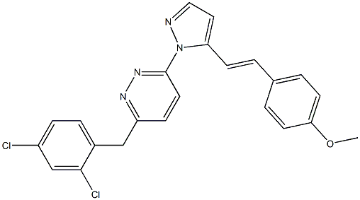 4-(2-{1-[6-(2,4-dichlorobenzyl)-3-pyridazinyl]-1H-pyrazol-5-yl}vinyl)phenyl methyl ether Struktur