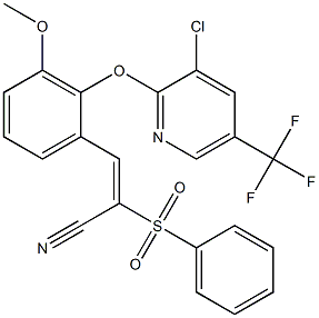 (E)-3-(2-{[3-chloro-5-(trifluoromethyl)-2-pyridinyl]oxy}-3-methoxyphenyl)-2-(phenylsulfonyl)-2-propenenitrile
