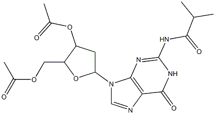 {3-(acetyloxy)-5-[2-(isobutyrylamino)-6-oxo-1,6-dihydro-9H-purin-9-yl]tetrahydrofuran-2-yl}methyl acetate Struktur