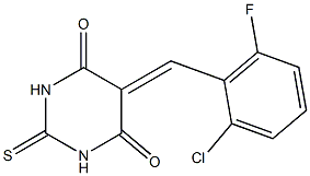 5-(2-chloro-6-fluorobenzylidene)-2-thioxohexahydropyrimidine-4,6-dione Structure