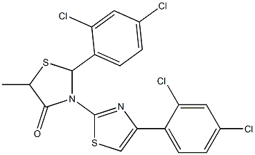 2-(2,4-dichlorophenyl)-3-[4-(2,4-dichlorophenyl)-1,3-thiazol-2-yl]-5-methyl-1,3-thiazolan-4-one,,结构式