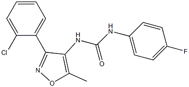 N-[3-(2-chlorophenyl)-5-methylisoxazol-4-yl]-N'-(4-fluorophenyl)urea 化学構造式