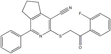 3-{[2-(2-fluorophenyl)-2-oxoethyl]sulfanyl}-1-phenyl-6,7-dihydro-5H-cyclopenta[c]pyridine-4-carbonitrile Structure