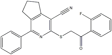  3-{[2-(2-fluorophenyl)-2-oxoethyl]sulfanyl}-1-phenyl-6,7-dihydro-5H-cyclopenta[c]pyridine-4-carbonitrile