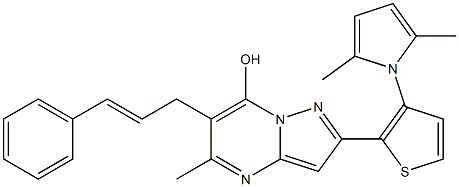 2-[3-(2,5-dimethyl-1H-pyrrol-1-yl)-2-thienyl]-5-methyl-6-[(E)-3-phenyl-2-propenyl]pyrazolo[1,5-a]pyrimidin-7-ol|