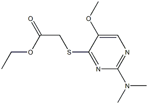 ethyl 2-{[2-(dimethylamino)-5-methoxy-4-pyrimidinyl]sulfanyl}acetate,,结构式