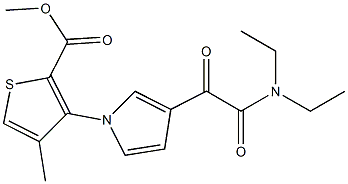 methyl 3-{3-[2-(diethylamino)-2-oxoacetyl]-1H-pyrrol-1-yl}-4-methyl-2-thiophenecarboxylate Struktur
