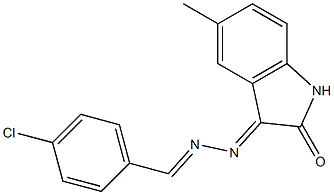 3-[2-(4-chlorobenzylidene)hydrazono]-5-methylindolin-2-one Structure