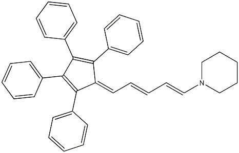 1-[5-(2,3,4,5-tetraphenylcyclopenta-2,4-dienyliden)penta-1,3-dienyl]piperidine 化学構造式
