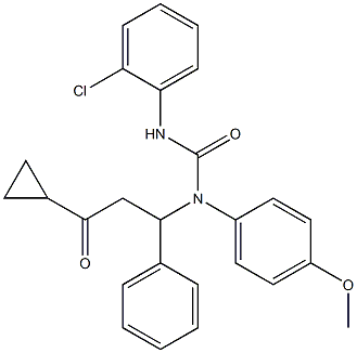 N'-(2-chlorophenyl)-N-(3-cyclopropyl-3-oxo-1-phenylpropyl)-N-(4-methoxyphenyl)urea Structure