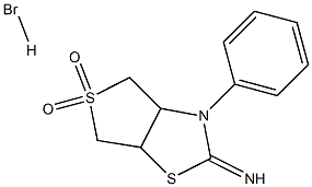 2-imino-3-phenylperhydro-5lambda~6~-thieno[3,4-d][1,3]thiazole-5,5-dione hydrobromide Structure