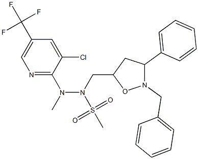 N-[(2-benzyl-3-phenyltetrahydro-5-isoxazolyl)methyl]-N'-[3-chloro-5-(trifluoromethyl)-2-pyridinyl]-N'-methylmethanesulfonohydrazide Struktur