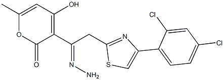 3-{2-[4-(2,4-dichlorophenyl)-1,3-thiazol-2-yl]ethanehydrazonoyl}-4-hydroxy-6-methyl-2H-pyran-2-one,,结构式