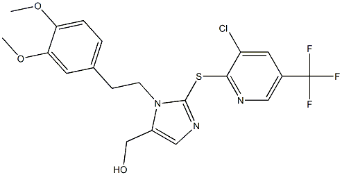 [2-{[3-chloro-5-(trifluoromethyl)-2-pyridinyl]sulfanyl}-1-(3,4-dimethoxyphenethyl)-1H-imidazol-5-yl]methanol,,结构式