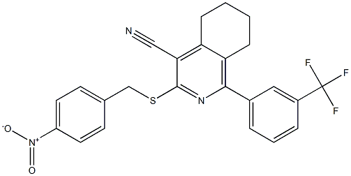 3-[(4-nitrobenzyl)sulfanyl]-1-[3-(trifluoromethyl)phenyl]-5,6,7,8-tetrahydro-4-isoquinolinecarbonitrile Struktur