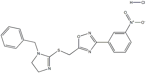 5-{[(1-benzyl-4,5-dihydro-1H-imidazol-2-yl)thio]methyl}-3-(3-nitrophenyl)-1,2,4-oxadiazole hydrochloride 结构式