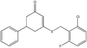 3-[(2-chloro-6-fluorobenzyl)thio]-5-phenylcyclohex-2-en-1-one|