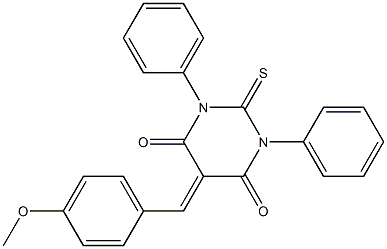 5-(4-methoxybenzylidene)-1,3-diphenyl-2-thioxohexahydropyrimidine-4,6-dione,,结构式
