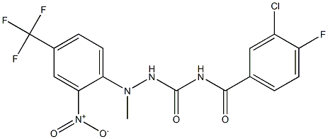 N1-(3-chloro-4-fluorobenzoyl)-2-methyl-2-[2-nitro-4-(trifluoromethyl)phenyl]hydrazine-1-carboxamide Struktur