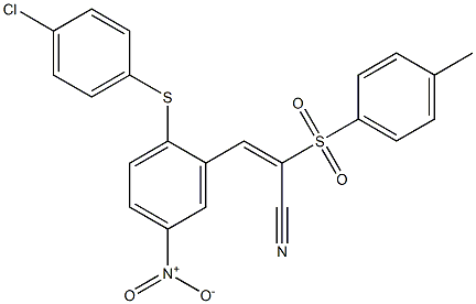 (E)-3-{2-[(4-chlorophenyl)sulfanyl]-5-nitrophenyl}-2-[(4-methylphenyl)sulfonyl]-2-propenenitrile,,结构式