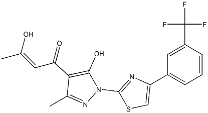 3-hydroxy-1-(5-hydroxy-3-methyl-1-{4-[3-(trifluoromethyl)phenyl]-1,3-thiazol-2-yl}-1H-pyrazol-4-yl)-2-buten-1-one