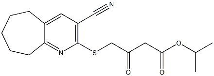 isopropyl 4-[(3-cyano-6,7,8,9-tetrahydro-5H-cyclohepta[b]pyridin-2-yl)sulfanyl]-3-oxobutanoate 结构式