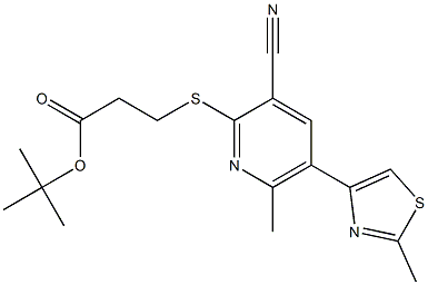 tert-butyl 3-{[3-cyano-6-methyl-5-(2-methyl-1,3-thiazol-4-yl)-2-pyridyl]thio}propanoate 结构式