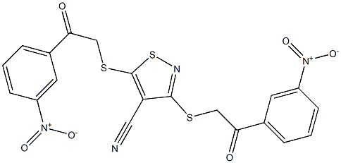 3,5-di{[2-(3-nitrophenyl)-2-oxoethyl]thio}isothiazole-4-carbonitrile 结构式