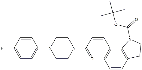 tert-butyl 7-{(Z)-3-[4-(4-fluorophenyl)piperazino]-3-oxo-1-propenyl}-1-indolinecarboxylate Struktur