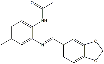 N1-{2-[(1,3-benzodioxol-5-ylmethylidene)amino]-4-methylphenyl}acetamide,,结构式