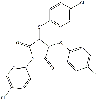 1-(4-chlorophenyl)-3-[(4-chlorophenyl)sulfanyl]-4-[(4-methylphenyl)sulfanyl]dihydro-1H-pyrrole-2,5-dione,,结构式