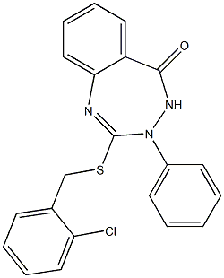 2-[(2-chlorobenzyl)thio]-3-phenyl-4,5-dihydro-3H-1,3,4-benzotriazepin-5-one,,结构式