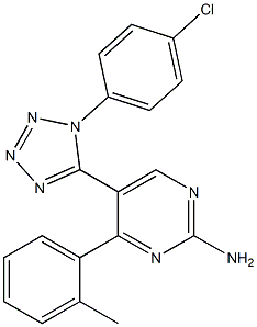 5-[1-(4-chlorophenyl)-1H-1,2,3,4-tetraazol-5-yl]-4-(2-methylphenyl)pyrimidin-2-amine,,结构式